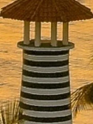 Faro y palmeras al atardecer en Punta Cana